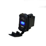 LightFox Dual Blue USB Car Charger 12-24V Socket ARB Roker Voltmeter