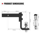 Adjustable Drop Towbar Tow Bar Ball Mount Tongue 2" Hitch Trailer Car 600LBS 4WD