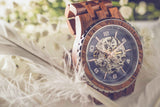 Men Premium Self-Winding Transparent Body Kosso Wood Watches