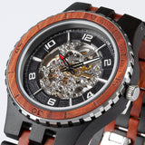 Men Premium Self-Winding Transparent Body Ebony Rosewood Watches