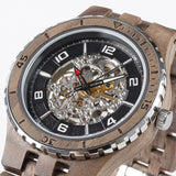 Men Premium Self-Winding Transparent Body Walnut Wood Watches