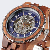 Men Premium Self-Winding Transparent Body Kosso Wood Watches