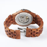 Men Premium Self-Winding Transparent Body Kosso Wood Watches