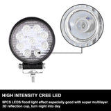 Pair Cree Led Work Lights Round Work Driving Lamp 4WD Offroad Reverse Truck