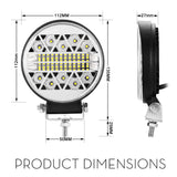 Pair 4Inch Led Driving Lights Round Work Spot Flood Work Driving Lamp Offroad