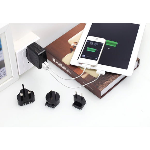 Huntkey TravelMate Multi Plugs USB Wall Charger Adapter 4.2 A US UK EU AU Plugs with Car Charger (D204)