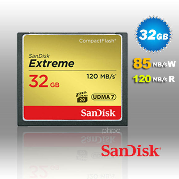 SanDisk 32GB Extreme Compact Flash Card 85MB/s 120MB/s