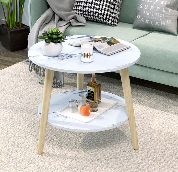 Malibu Round Coffee Table (White Stone)