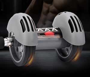 Double Wheels Abdominal Gym Ab Roller Total Body Exerciser with Knee Pad