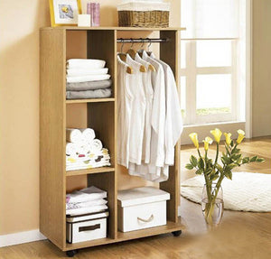 Wardrobe Shelf Closet Cupboard with Hanging Rack (Oak)
