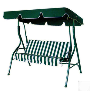 3-Person Outdoor Swing Chair with Padded Cushion (Green) Fully Cushioned for Ultimate Comfort
