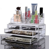 Clear Acrylic Cosmetic Makeup Display Organiser Jewellery Box 4 Drawer Storage