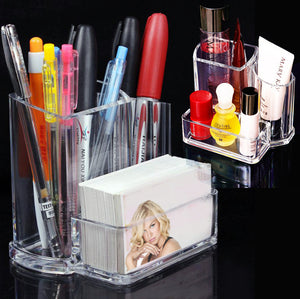 Clear Acrylic Desk Organizer Pen Holder/ Cosmetic Organizer