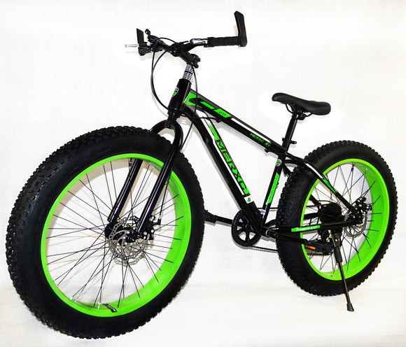 Large Tire Heavy Duty Fat Wheel Mountain Bike (Premium Green & Black Bicycle)