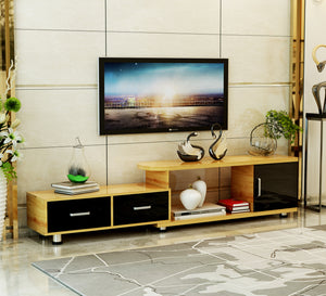 Luxe Extendable TV Cabinet (High Gloss Oak & Black)