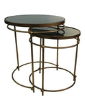 STAINLESS  COFFEE TABLE SET OF 2 WITH MARBLE TOP