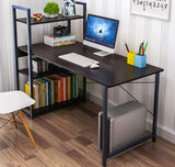 Exceeder Large Workstation Wood & Steel Computer Desk with Bookcase (Black)