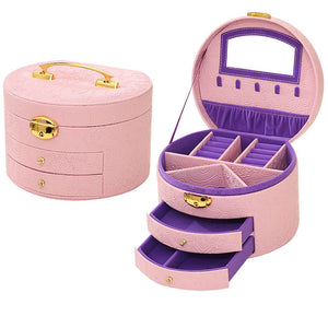 Large Luxury PU Leather Jewellery Box Storage Case (Pink & Purple)
