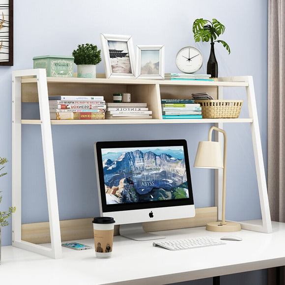 Zion Versatile Desk Hutch Storage Shelf Unit Organizer -Large (White Oak)