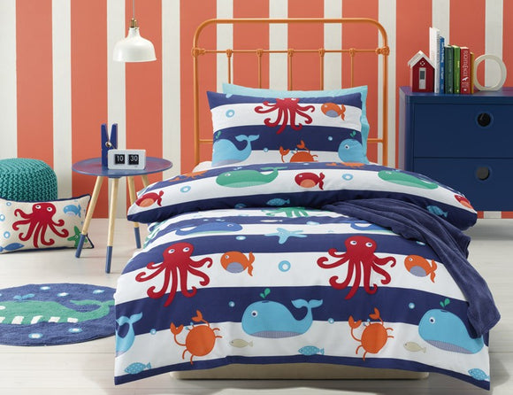 Sea Creatures Single Quilt Cover Set by Jiggle & Giggle