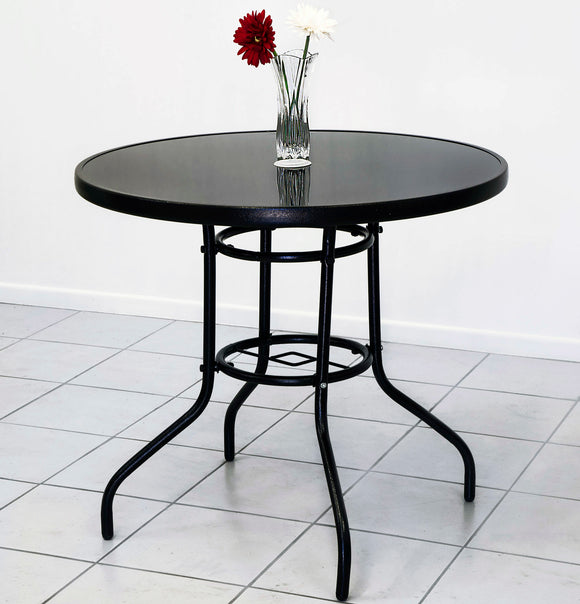 Alfresco 80cm Round Mirrored Tempered Glass Table