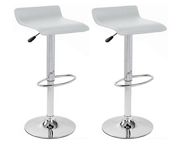 2 x Contemporary PU Leather Kitchen Bar Stools (WHITE -Set of 2)
