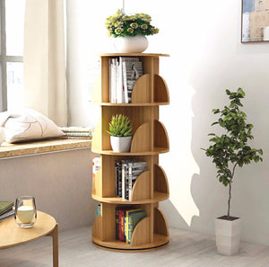 Sanctuary 360-degree Rotating 5 Tier Display Shelf Bookcase Organizer (Oak)