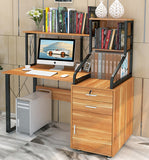 Everest Large Multi-function Computer Desk Workstation with Shelves & Cabinet (Oak)