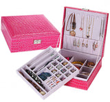 Deluxe Crocodile Leather Look Jewellery Box Storage Case Organiser (Pink)