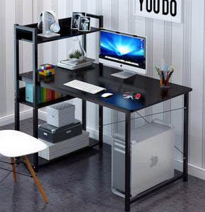 Edge Combination Workstation Computer Desk with Storage Shelves (Black)