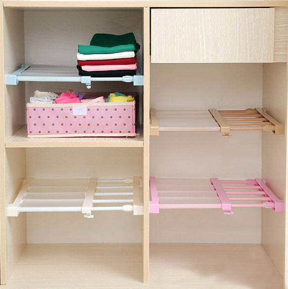Extendable Clothes Shelf Closet Bathroom Kitchen Organizer 50-80cm