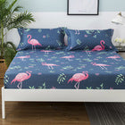 3-Piece Flamingo Bedding Set Fitted Sheet and Pillow Cases - King Size 180cm