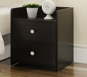 Varossa Classic Bedside Table / Chest of Drawers (Black Wood)