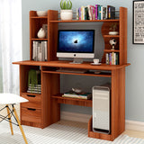 Expert Computer Desk Workstation with Shelf & Cabinet (Walnut)