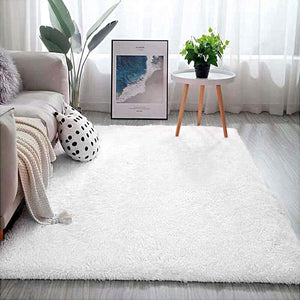 Large Plush Luxury Shag Rug Carpet Mat (Cream White,160 x 230)