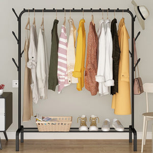 Large Coat Hanging Stand Wardrobe Clothes Hanger Rack (Black)