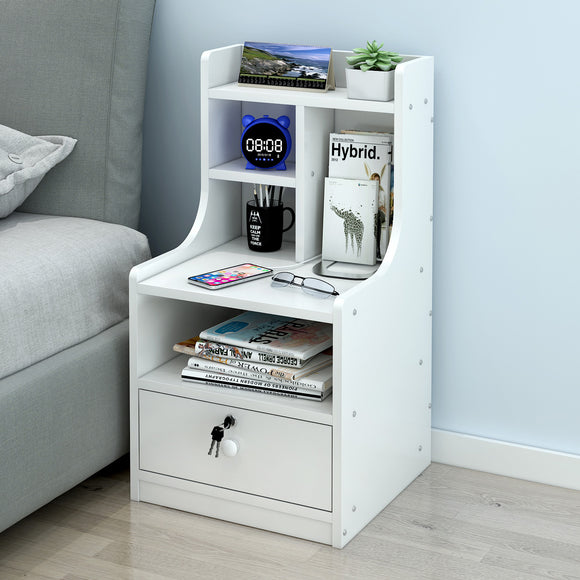 Imperial Tall Bedside Table with Drawer and Shelf (White)