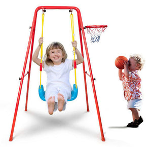 Kids 2 In 1 Indoor Outdoor Swing & Basketball Set