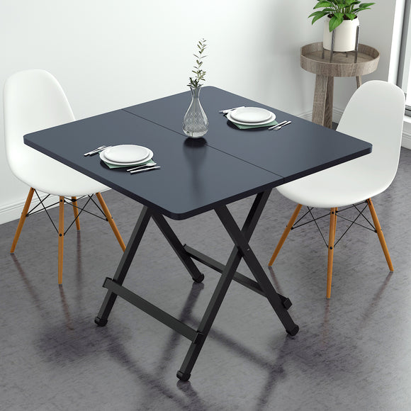 Grace Steel and Wood Folding Utility Table Square 80cm (Black)