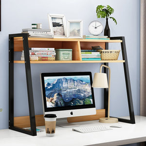 Zion Versatile Desk Hutch Storage Shelf Unit Organizer (Natural Oak)