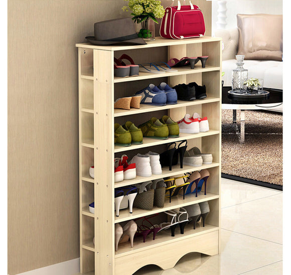 Spacious & Stylish 6 Tier Wooden Shoe Rack Organizer (White Oak)