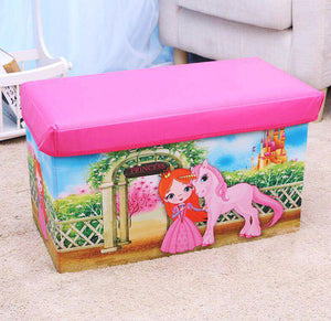 Large Toy Box Foldable Storage Stool (Pink Princess)