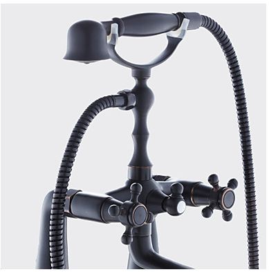 Bathtub Faucet  Traditional Oil-rubbed Bronze Tub And Shower Ceramic Valve Bath Shower Mixer Taps / Two Handles One Hole