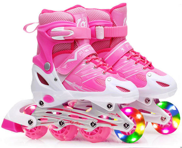 Adjustable Roller Blades Inline Skates (Pink, M)