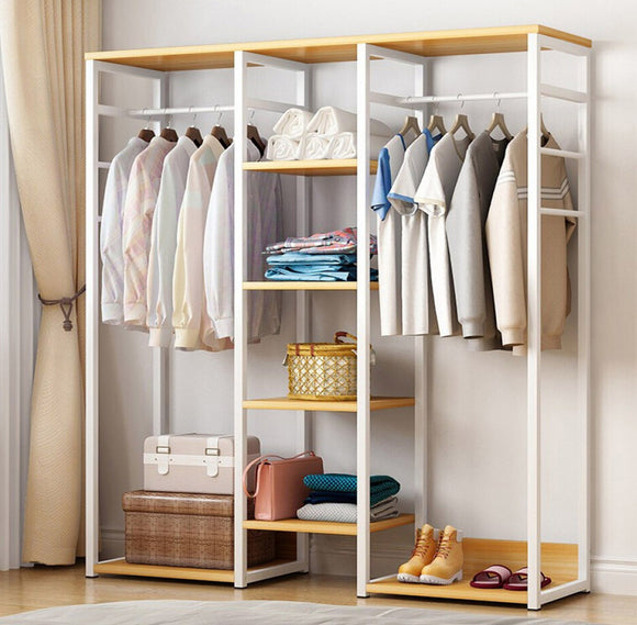 Galaxy Wardrobe Cupboard Shelves & Clothes Hanging Racks (White Oak)