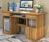 Executive Office Computer Desk with Drawers, Cabinet, Shelves (Natural Oak)