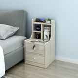 Imperial 2-Drawer Tall Bedside Table with Chest of Drawers and Shelf (White)