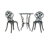 Outdoor Furniture Chairs Table 3pc Aluminium Bistro Bronze