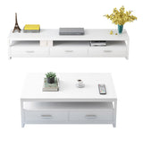 2-Piece Set Athena Coffee Table & TV Cabinet with Drawers (White)