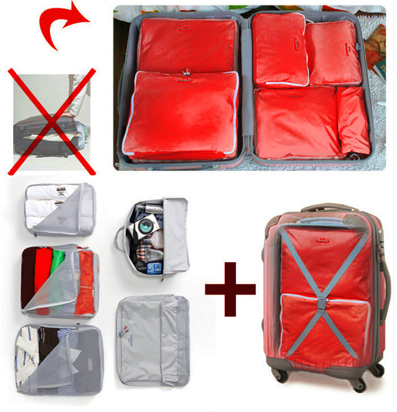 5 PCS Bags In Bag Foldable Travel Organizer Set (Red)